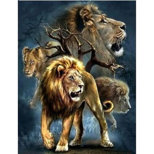 5D DIY Diamond Painting New Lions Family Full Square Round Drill Mosaic Diamond Embroidery Home Picture Of Rhinestone Decoration