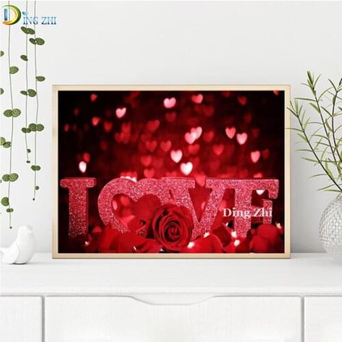 Diamond Painting 5D Diy Diamond Embroidery Love Red Rose Full Drill Rhinestone Mosaic Cross Stitch Picture By Numbers Decor