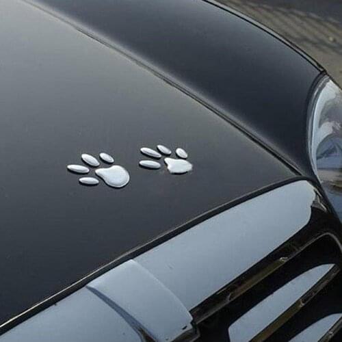 Car Sticker 3D Dog Bear Footprints Chrome Badge Emblem Car Sticker Decal