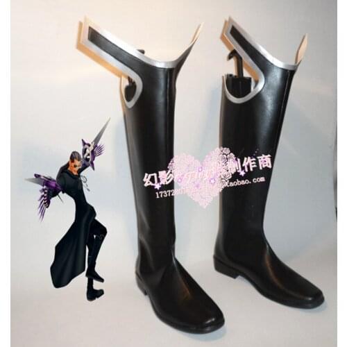 Kingdom Hearts XIII Black Halloween Long Cosplay Shoes Boots H016