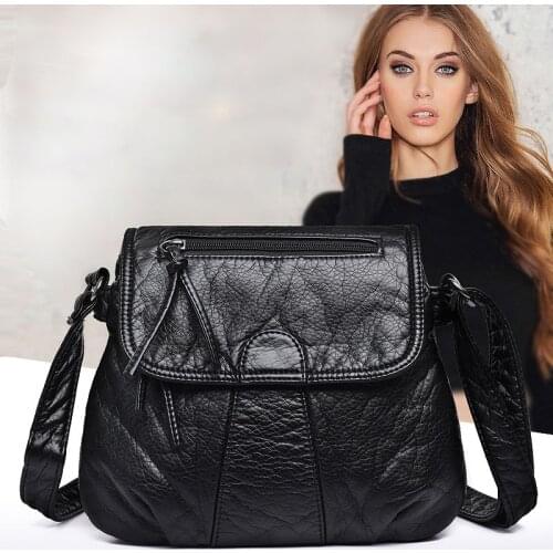 Ladies handbags high quality large capacity ladies fashion casual buckle zipper shoulder bag messenger bag simple solid color