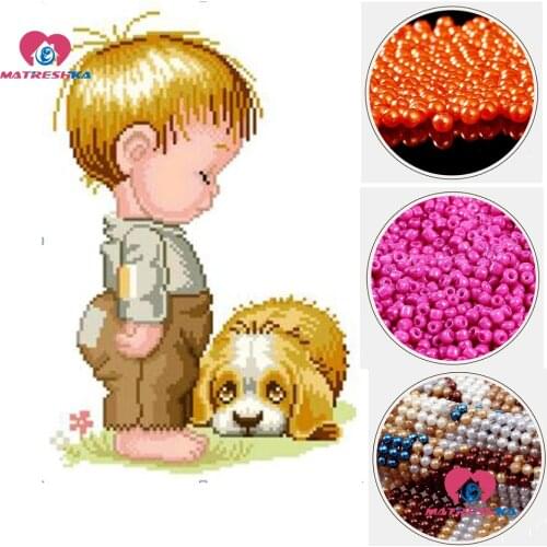 Diy beaded cross stitch patterns boy bead embroidery beaded cross stitch printed point de croix perle Beadwork needlework canvas