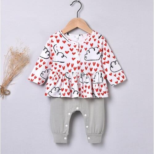Newborn Baby Girls Romper Cartoon Love Cloud Print Long Sleeve Jumpsuit Infant Girl Clothing Autumn Toddler Clothes 0-24m