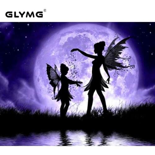GLymg Diy Moonlight Angel Diamond Embroidery Full Square Drill Wing Diamond Painting Cross Stitch Child Home Decor Mosaic Gift