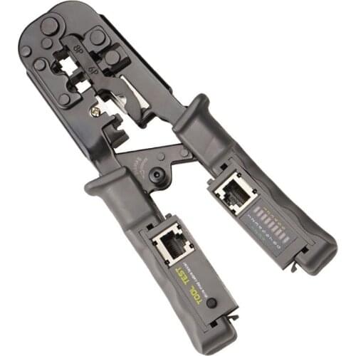 Cable Crimping Pliers Three-purpose Tester Ratchet Network Cable RJ45 Crimping Tool 8P6P4P Through Hole Network Cable Pliers