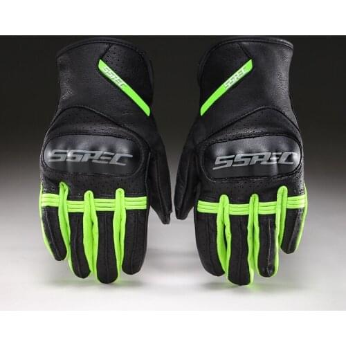 SSPEC leather motorcycle gloves full finger racing gloves breathable motorbiker gloves gear protector gloves