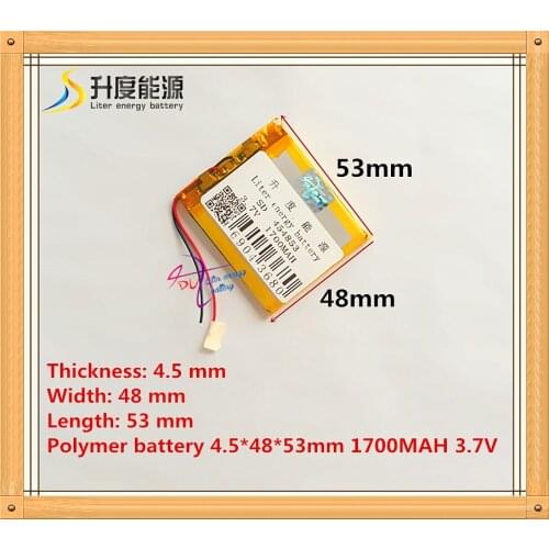 3.7 V lithium polymer battery 454853 1700mah GPS navigation console MP3 instruments such as common battery