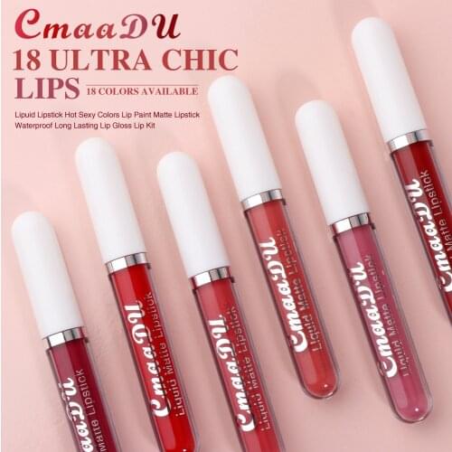 CmaaDu 18-color Matte Non-stick Cup Waterproof Lipstick Cosmetic Long Lasting Lip Gloss Matte Moisturizing Lip Gloss Makeup