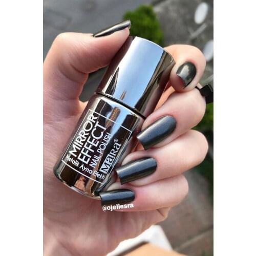 Metallic Black Mirror Effect Nail Polish Fashion Style Affecting Remarkable For Woman