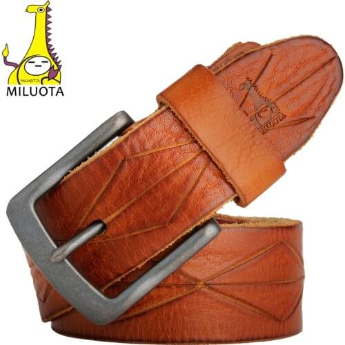 [MILUOTA] Designer Belts Men High Quality 100% Genuine Leather Belt Man Vintage Strap Brand MU056