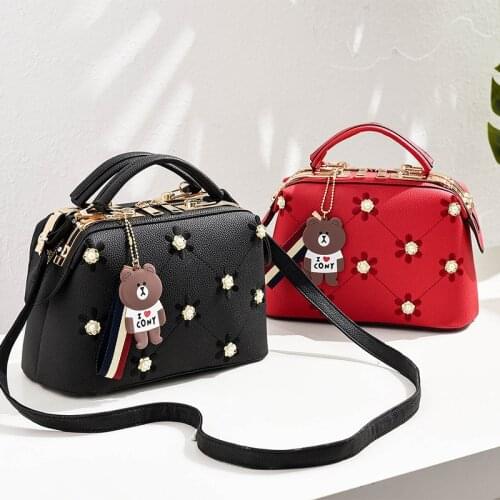 New European and American fashion womens handbag Solid color steel clip shoulder bag crossbody bag lianhua 25X13X16cm