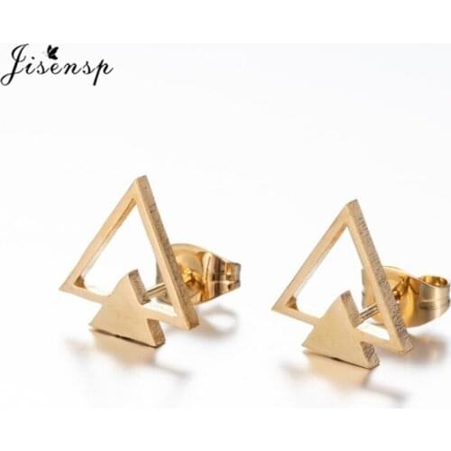 Fashion Jewelry Minimalist Stainless Steel Triangle Stud Earrings for Women Kids Punk Black Geometric Earing Piercing Brincos