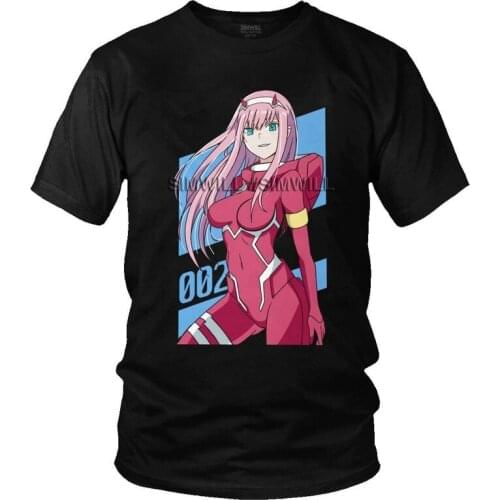 Darling In The Franxx T-Shirts Men Novelty T Shirts Short Sleeve Zero Two manga and animated tv show Tshirts Cotton Tees Top