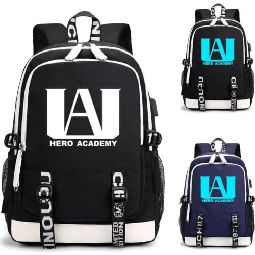 Anime My Hero Academia USB Backpack Cartoon Character Children Knapsack Girls Boys Backpack Bags Unisex Boku No Hero Academia