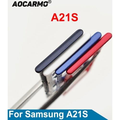 Aocarmo Sim Card Slot Tray SD Reader Holder For Samsung Galaxy A21S A217 Dual SIM Card Tray Holder Replacement Part
