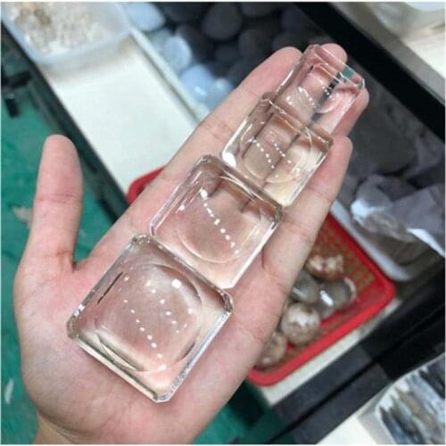 Glass Square Base Natural Crystal Sphere Display Stand For Decoration