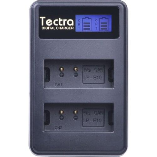 Tectra High quality LP-E10 LP E10 LPE10 LCD USB Dual Charger for Canon 1100D 1200D Kiss X50 X70 Rebel T3 T5