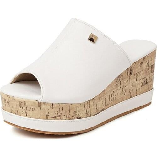 YQBTDL Platform Peep Toe Cozy Wedges Slippers Ladies 2021 New Summer Casual Heels Sandals Fashion Roman Womens Shoes Size 35-43