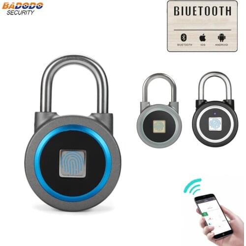 Waterproof Keyless portable Bluetooth smart Fingerprint Lock padlock Anti-Theft iOS Android APP control door cabinet padlock
