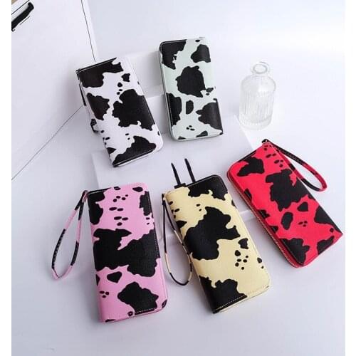 Wristband Women Long Clutch Wallet Large Capacity Wallets Cute Milk Pattern Design Lady Purses Phone Pocket Mini PU Handbag