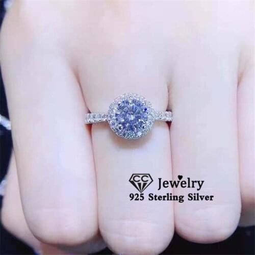 CC 925 Sterling Silver Ring Ladies Vintage Engagement Zircon Round Stone Rings for Women Fashion Jewelry Accessories CC583