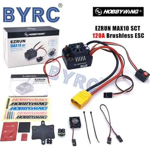 1pcs 100% Hobbywing EZRUN Max10 120A ESC Waterproof Brushless ESC 1/10 SCT RC Hobby Truck MAX10-SCT 120A