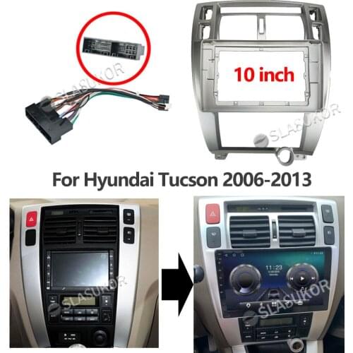 10 inch For HYUNDAI TUCSON 2006 2007 2008-2013 Fascias Car DVD Audio Fitting Adaptor Dash Trim Kits Facia Panel Double Din Cable