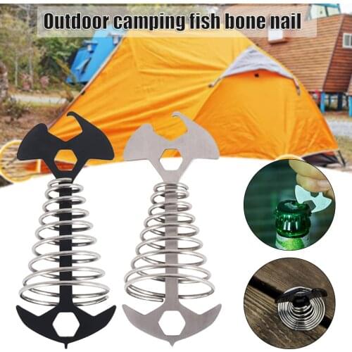 10pcs Fishbone Tent Rope Tightener Stainless Steel Spring Deck Tie Down Anchor Tents Tensioner Outdoor Camping Accessory MC889