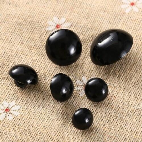 100Pcs Black Mushroom Domed Round Buttons with Shank Clothes Decorative Buttons Hand Sewing Craft DIY Bear Doll Animal Toys Eyes