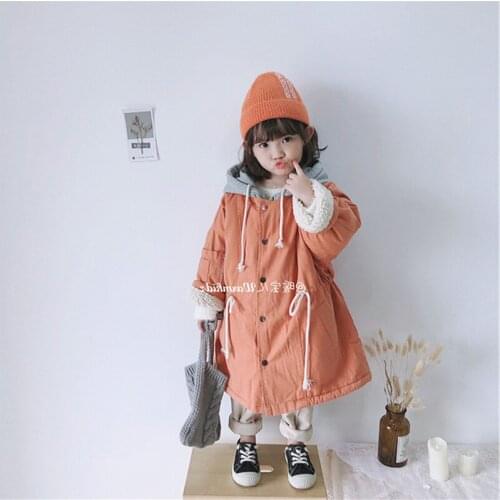 2019 girl boy winter long coat hoodies cashmere inside warm coats jackets kids children clothes outfits