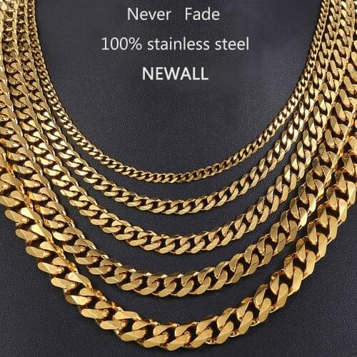 3/5/7/9/11mm jWidth Stainless Steel Men Women Chain Necklace Silver Plated Gold Unisex Cuban Jewelry Wholesale Dropshipping