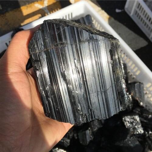 30-650g Natural Black Tourmaline Crystal Rough Stone Rock Mineral Specimen Healing Home Decoration