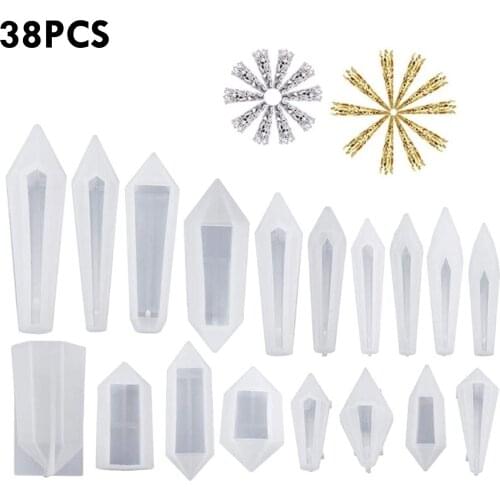 38PCS Dripping Pendants Resin Mold Crystal Silicone Mold For Resin Handmade Pendant Jewelry Making Molds DIY UV Resin Bead Mold