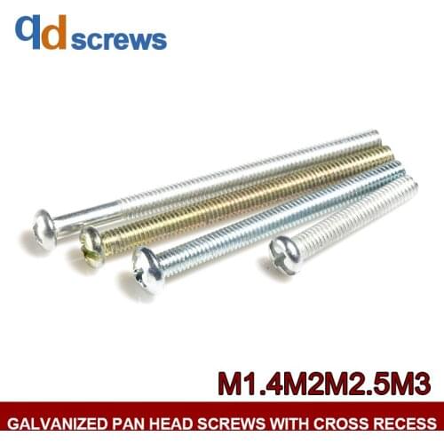 4.8 M1.4M2M2.5M3 Pan head screws with cross recess cross Phillips round head screw galvanized round head GB818 DIN7985 ISO 7045