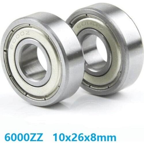 50pcs/lot 6000ZZ 6000Z 6000 Z ZZ 10*26*8mm shielded Deep Groove Ball bearing Mini Ball Bearings shaft 10x26x8mm