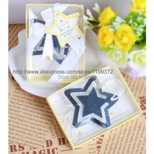 500pcs A Star is Born Stainless Steel Metal Bookmarks Baby Shower Favors Star Bookmark With White Tassel Wedding Bomboniere Gift