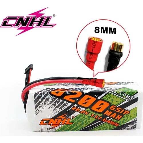 CNHL Lipo 6S 22.2V Battery 6200mAh 90C For RC Cars Parts Boats Airplane Helicopter Jet Edf Speedrun With 8mm Bullet Plug