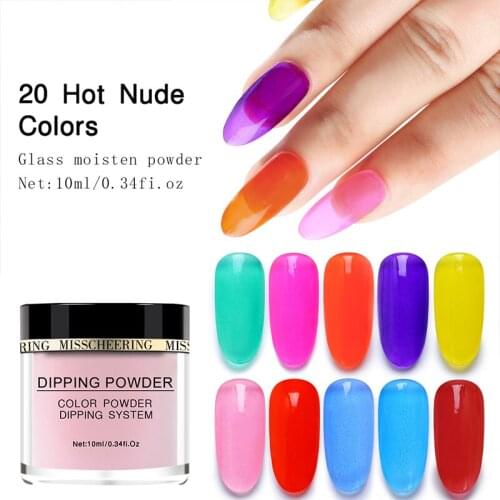 20 Colors Acrylic Colorful Dipping Powder Nail Art Pigment Glitter Neon Nail Dip Powder DIY Nail Polish Dust Without Lamp Cure