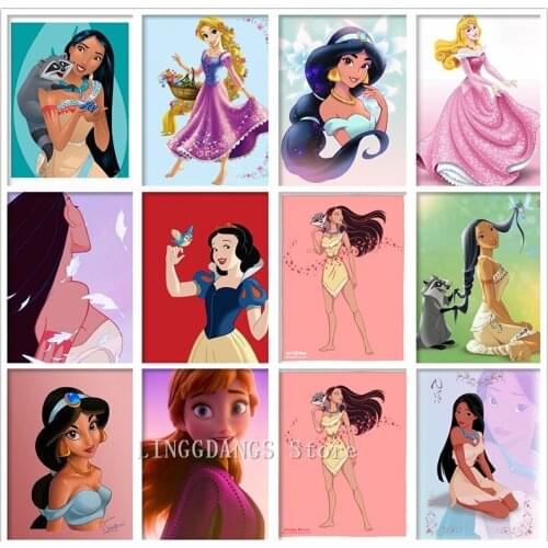 5D DIY Diamond Painting Cartoon Movie Disney Princess Collection Pocahontas Diamond Mosaic Embroidery Cross Stitch Home Decor