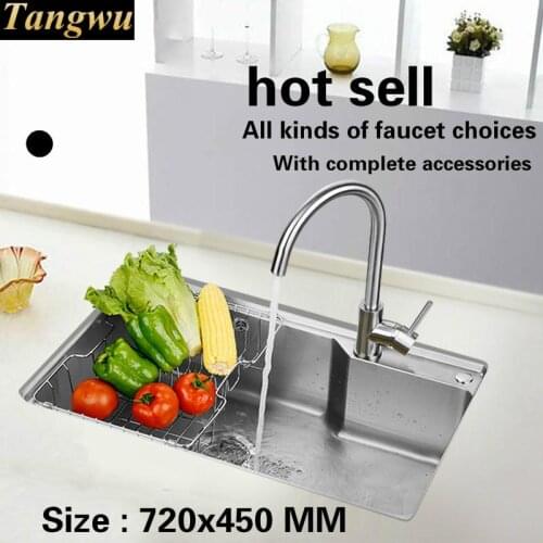 Free shipping Household standard Kitchen sink durable 0.8 mm thick food grade stainless steel hot sell 720x450 MM