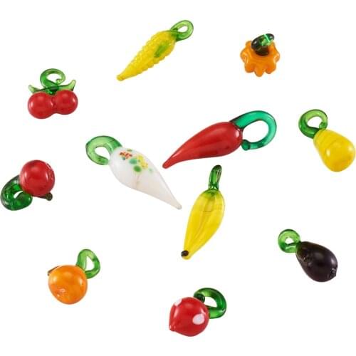 200Pcs Handmade Lampwork Beads Vegetable Fruit Beads Loose Spacer For DIY Beaded Bracelet Earrings Jewelry Making Random Mixed