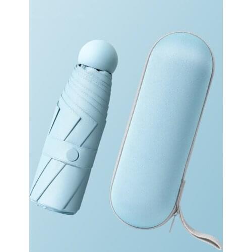 Black glue capsule umbrella 50% fold Super short protable Ultralight Rainy Umbrellas waterproof Windproof UV sunshade umbrella