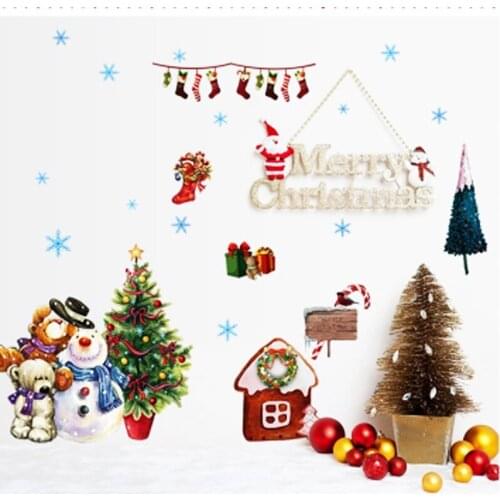 DIY Christmas home decor wall sticker window sticker Snowman bear window stickers Christmas wall stickers for kids rooms