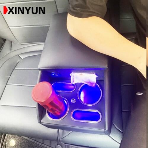 FOR VW polo golf Amarok Atlas Beetle Bora Jetta PASSAT Tiguan Rear handrail box mobile phone charging USB LED Put paper towels