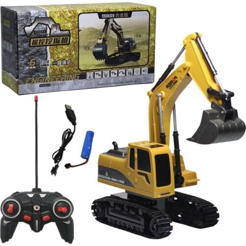 2.4Ghz 6 Channel 1:24 RC Excavator toy RC Engineering Car Alloy and plastic Excavator RTR For kids Christmas gift