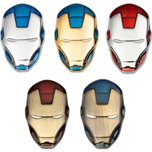 3D Alloy Metal Helmet Emblem Mask Badge Creative Car Stickers Decoration Accessories Decal For AUDI BMW VW FIAT KIA Iron Man