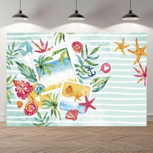 Summer Tropical Tree Leaves Starfish Photography Backdrop Newborn Baby 1st Birthday Kids Portrait Photo Background For Studio