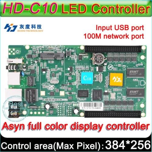 HD-C10 Full color Asyn LED display control card, P3 P4 P5 P6 P8 P10 LED display controller, 384x320 Pixel, On board Flash 4GB