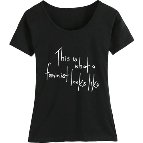 Cotton Girl Woman Short Sleeve T Shirt Feminism This Is What Feminist Looks Like Couple Clothes Summer ZIIART