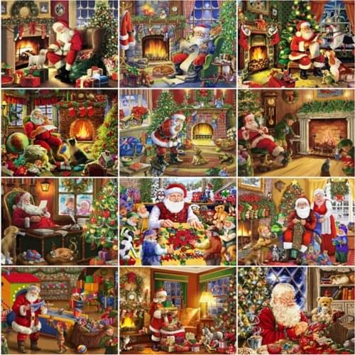 HUACAN Painting By Number Santa Claus HandPainted Painting Art Gift DIY Pictures By Numbe For Christmas Gift